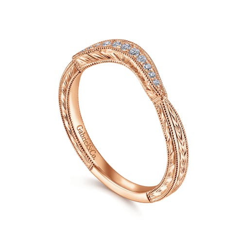 14K Rose Gold Diamond Matching Wedding Band