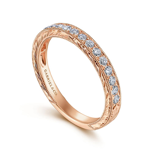 14K Rose Gold Diamond Matching Wedding Band