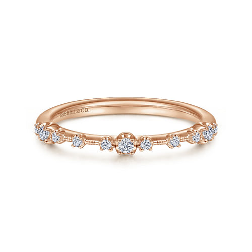14K Rose Gold Diamond Matching Wedding Band