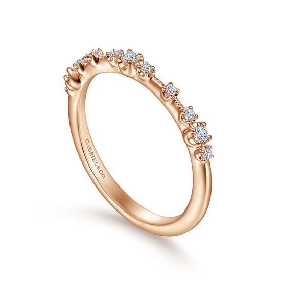 14K Rose Gold Diamond Matching Wedding Band angle 3
