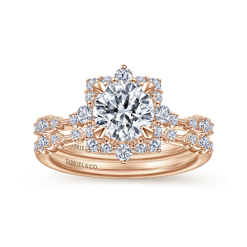 14K Rose Gold Diamond Matching Wedding Band