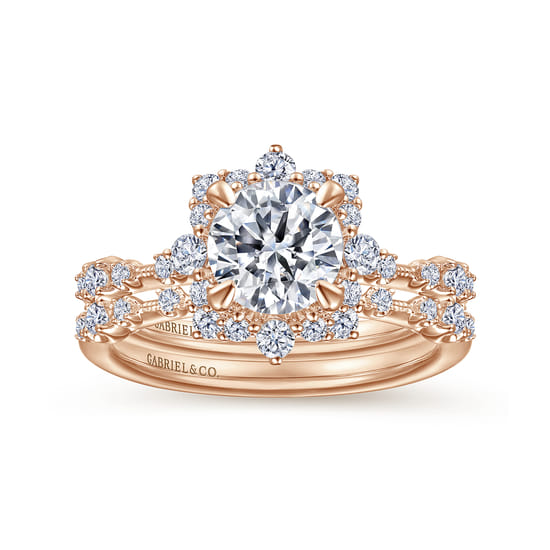 14K Rose Gold Diamond Matching Wedding Band angle 4