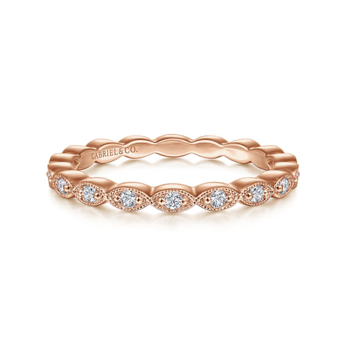 14K Rose Gold Diamond Matching Wedding Band