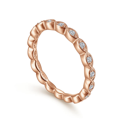 14K Rose Gold Diamond Matching Wedding Band