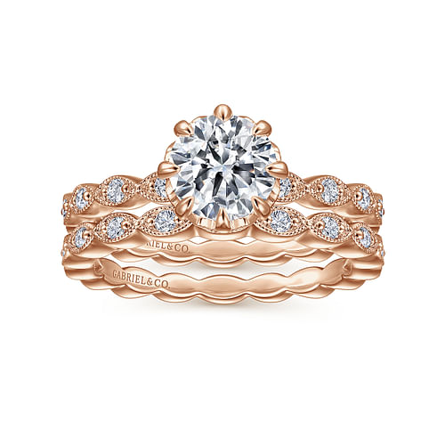 14K Rose Gold Diamond Matching Wedding Band