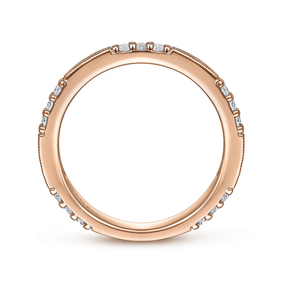 14K Rose Gold Diamond Matching Wedding Band angle 2
