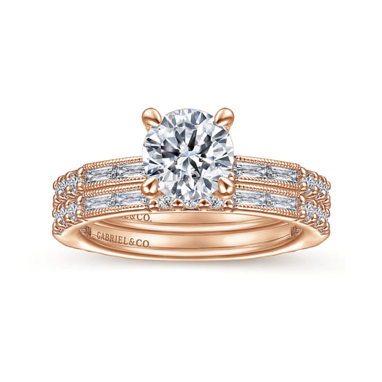 14K Rose Gold Diamond Matching Wedding Band angle 4