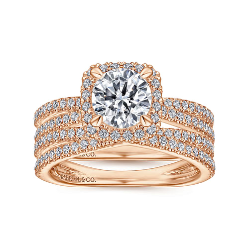 14K Rose Gold Diamond Matching Wedding Band