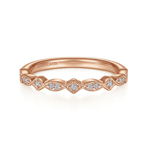 14K Rose Gold Diamond Matching Wedding Band