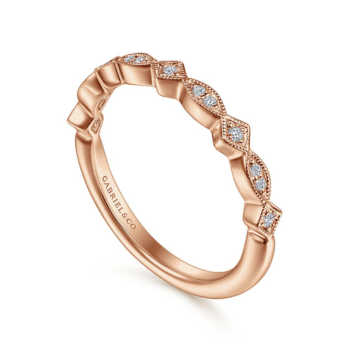 14K Rose Gold Diamond Matching Wedding Band