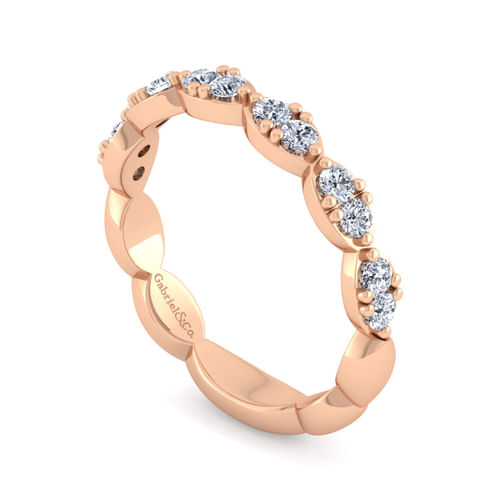 14K Rose Gold Diamond Matching Wedding Band