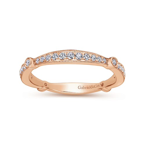 14K Rose Gold Diamond Matching Wedding Band