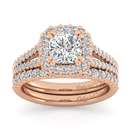 14K Rose Gold Diamond Matching Wedding Band