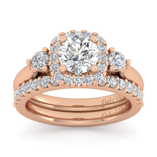 14K Rose Gold Diamond Matching Wedding Band
