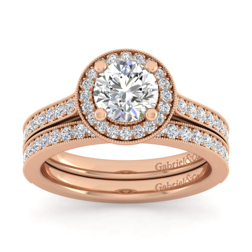 14K Rose Gold Diamond Matching Wedding Band