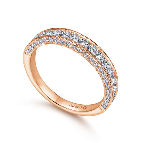 14K Rose Gold Diamond Matching Wedding Band