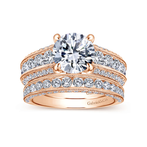 14K Rose Gold Diamond Matching Wedding Band