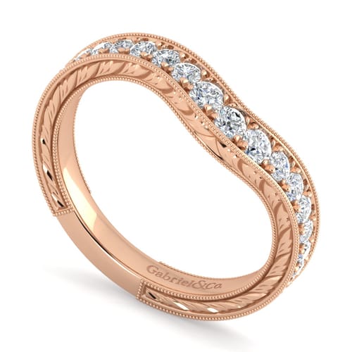 14K Rose Gold Diamond Matching Wedding Band