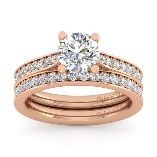 14K Rose Gold Diamond Matching Wedding Band