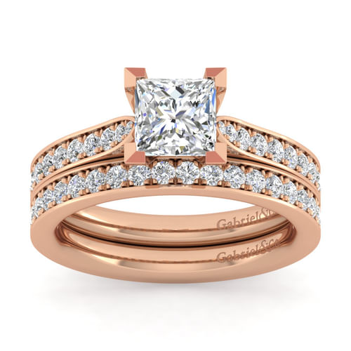 14K Rose Gold Diamond Matching Wedding Band