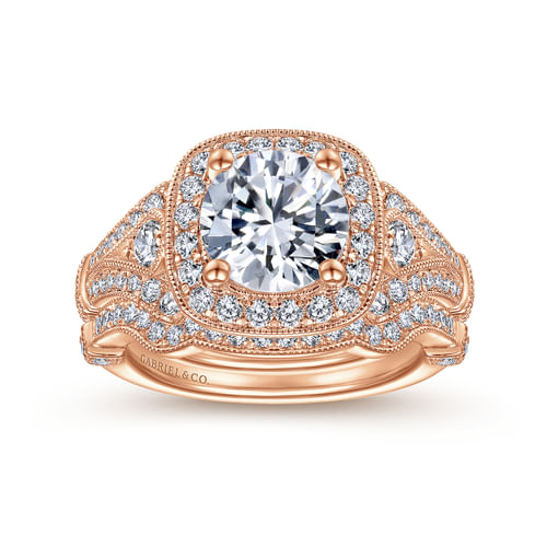 14K Rose Gold Diamond Matching Wedding Band