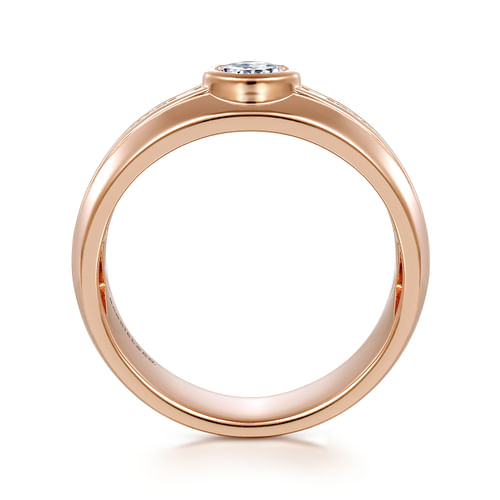 14K Rose Gold Diamond Mens Engagement Ring in High Polished Finish
