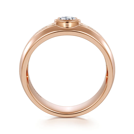 14K Rose Gold Diamond Mens Engagement Ring in High Polished Finish angle 2