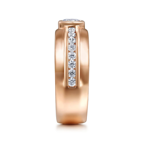 14K Rose Gold Diamond Mens Engagement Ring in High Polished Finish