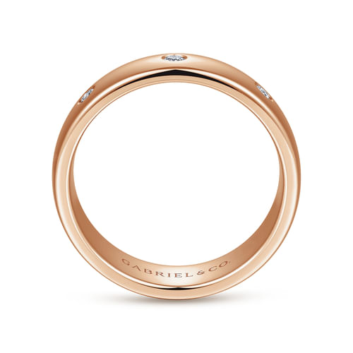 14K Rose Gold Diamond Men's Wedding Ring in High Polished Finish