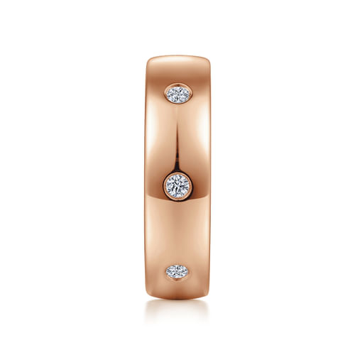 14K Rose Gold Diamond Men's Wedding Ring in High Polished Finish