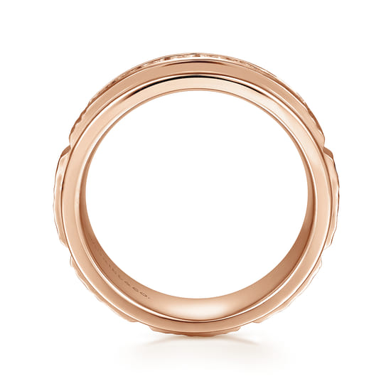 14K Rose Gold Diamond Men's Wedding Ring in Sand Blast Finish angle 2