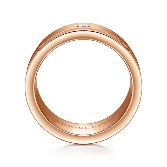 14K Rose Gold Diamond Men's Wedding Ring in Satin Finish angle 2