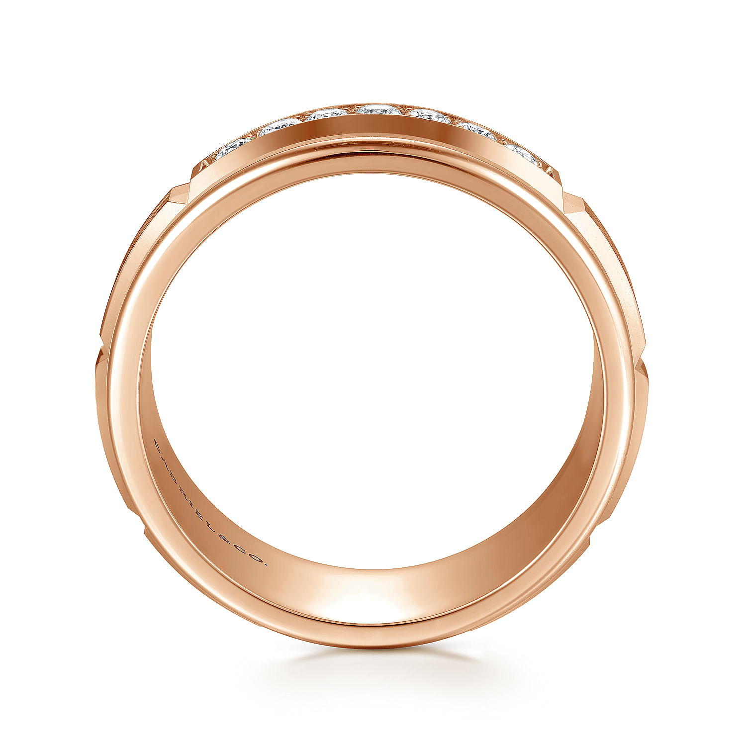 14K Rose Gold Diamond Men's Wedding Ring in Satin Finish