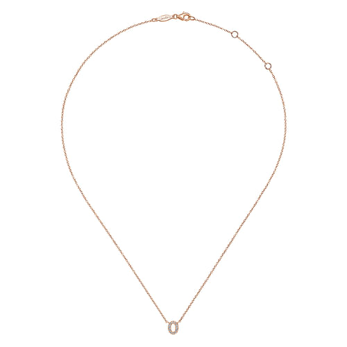 14K Rose Gold Diamond O Initial Pendant Necklace