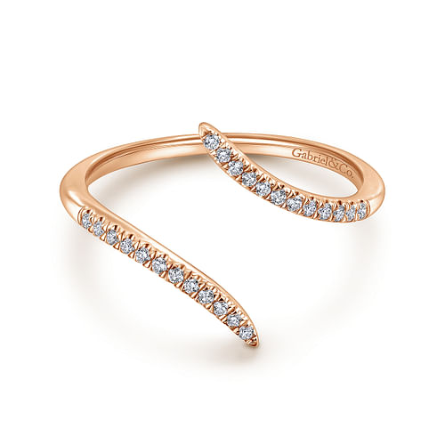 14K Rose Gold Diamond Open Bypass Ring