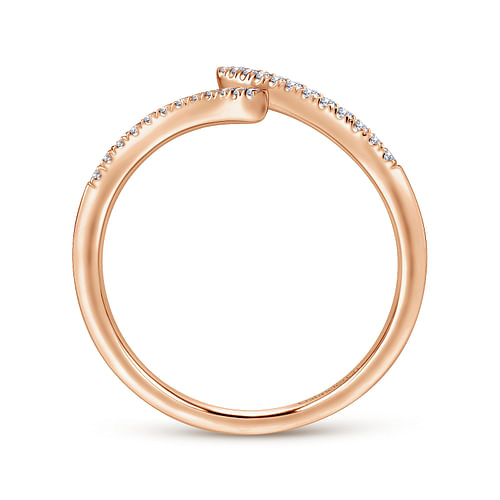 14K Rose Gold Diamond Open Bypass Ring