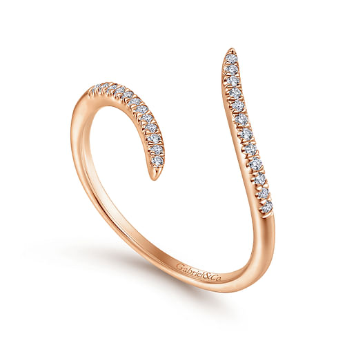 14K Rose Gold Diamond Open Bypass Ring