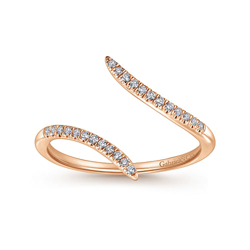 14K Rose Gold Diamond Open Bypass Ring