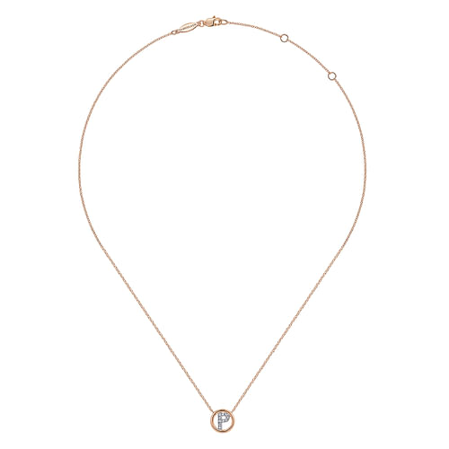 14K Rose Gold Diamond P Initial Pendant Necklace