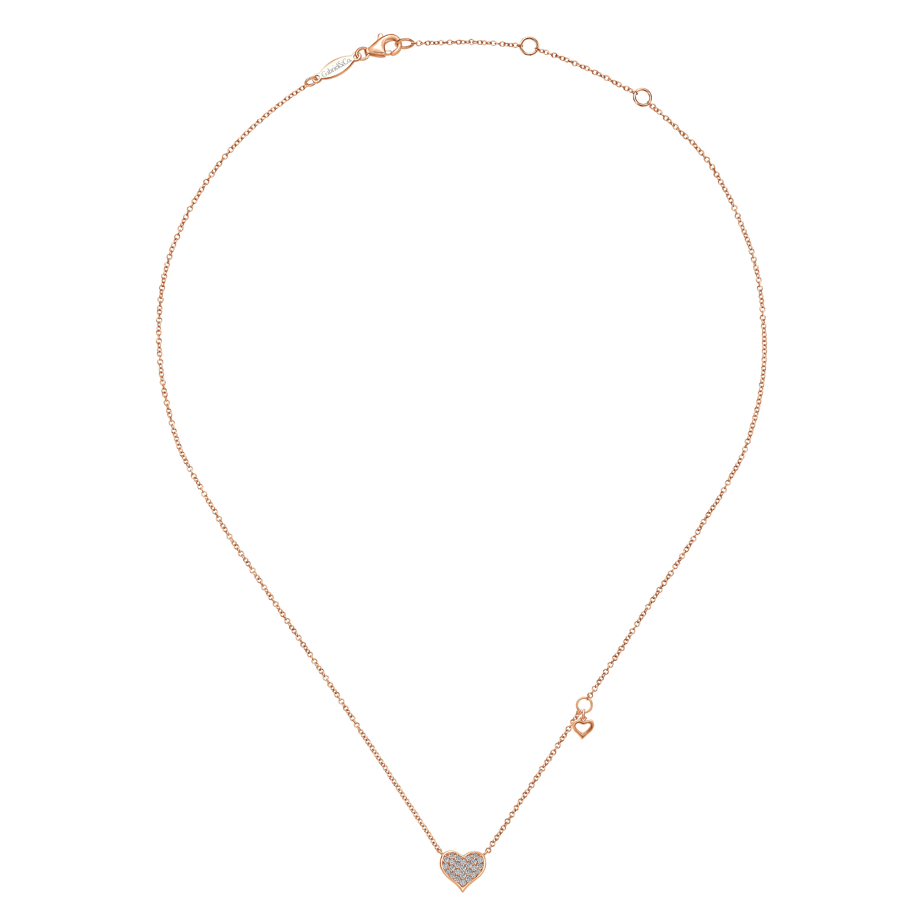 14K Rose Gold Diamond Pavé Heart Pendant Necklace