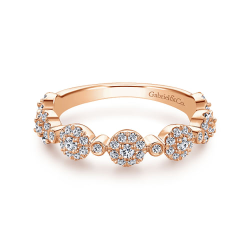 14K Rose Gold Diamond Pavé Station Stackable Ring