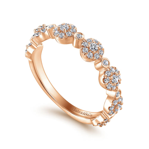 14K Rose Gold Diamond Pavé Station Stackable Ring