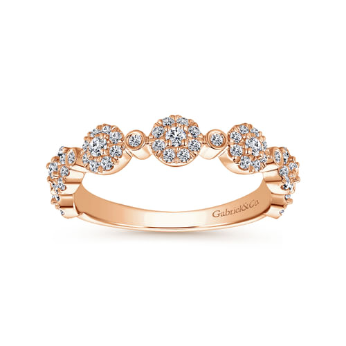 14K Rose Gold Diamond Pavé Station Stackable Ring