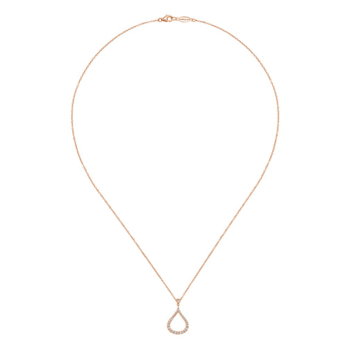 14K Rose Gold Diamond Pavé Teardrop Pendant Necklace