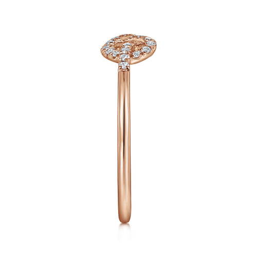 14K Rose Gold Diamond Pretzel Love Knot Heart Ring