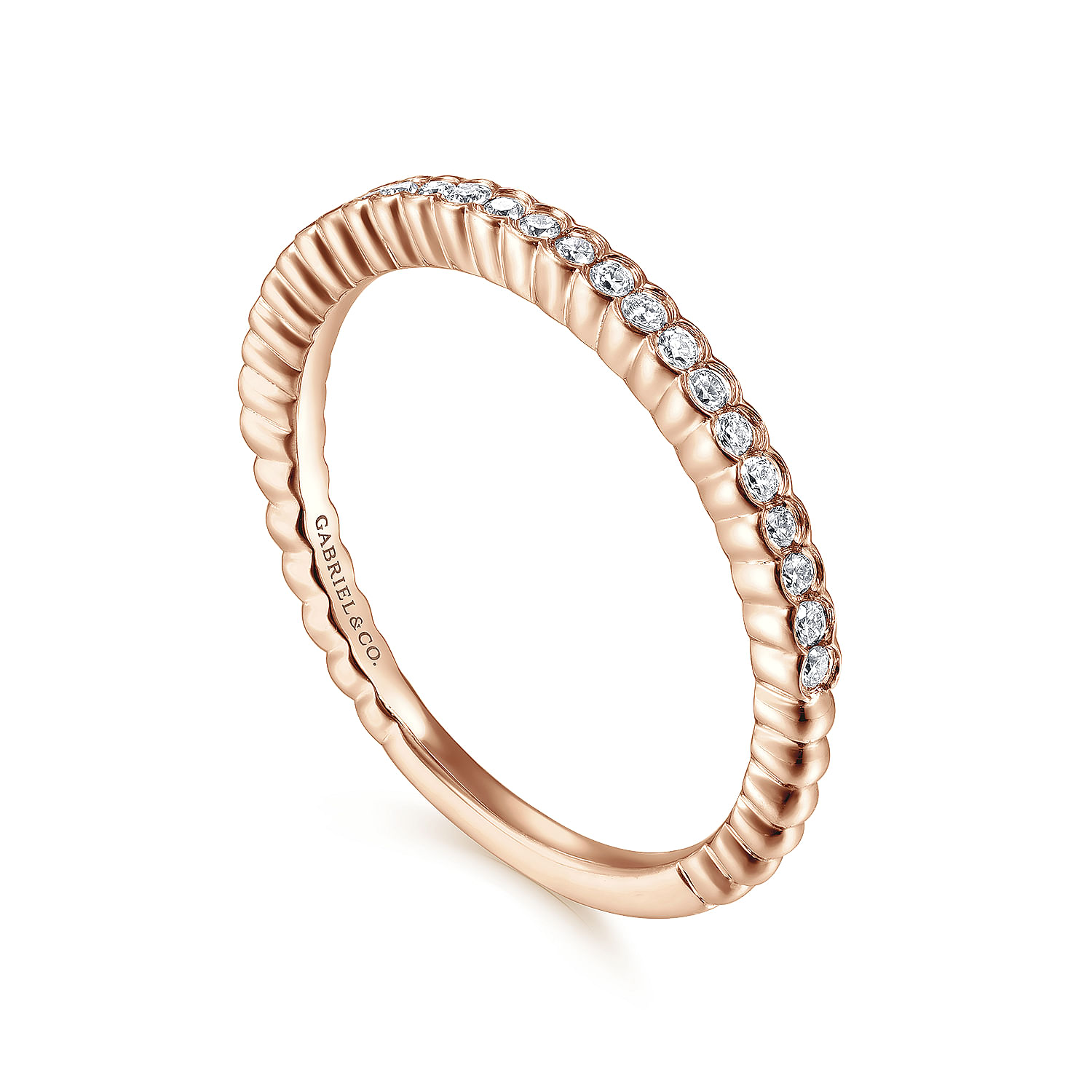 14K Rose Gold Diamond Stackable Ring