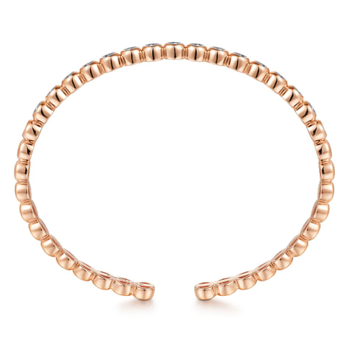 14K Rose Gold Diamond Station Open Bangle