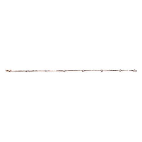 14K Rose Gold Diamond Tennis Bracelet with Bezel Set Diamond Stations