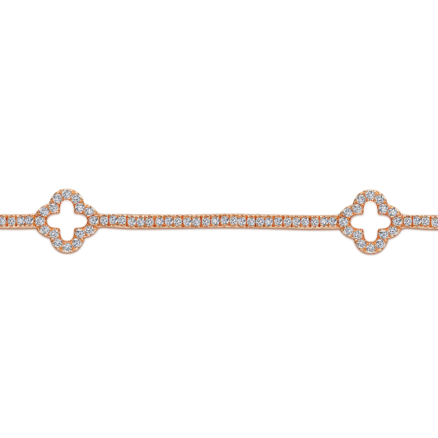 14K Rose Gold Diamond Tennis Bracelet with Clover Stations