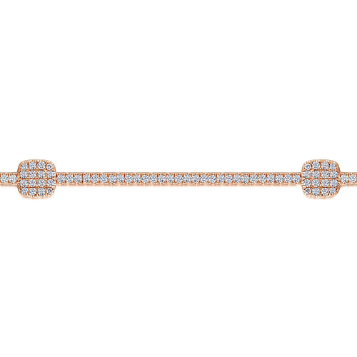 14K Rose Gold Diamond Tennis Bracelet with Diamond Cube Stations